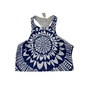 Mara Hoffman Active Racerback Bra Top Womens Size Large Blue White Mandala